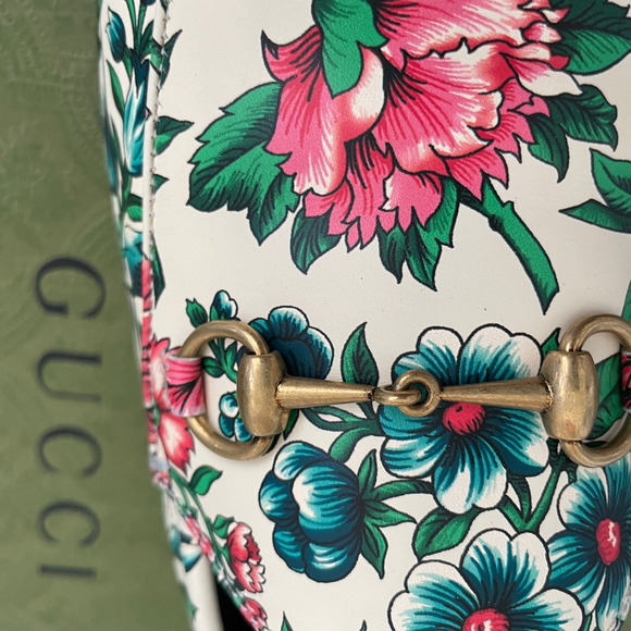 New GUCCI Horsebit Floral Printed Leather Loafers Shoes Women's EU 38 | US 8 - Picture 11 of 14